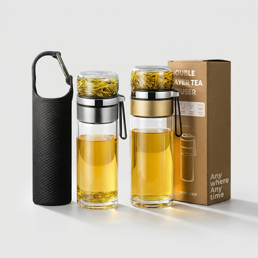 Home Genie's Instea Double Layer Tea Glass Bottle