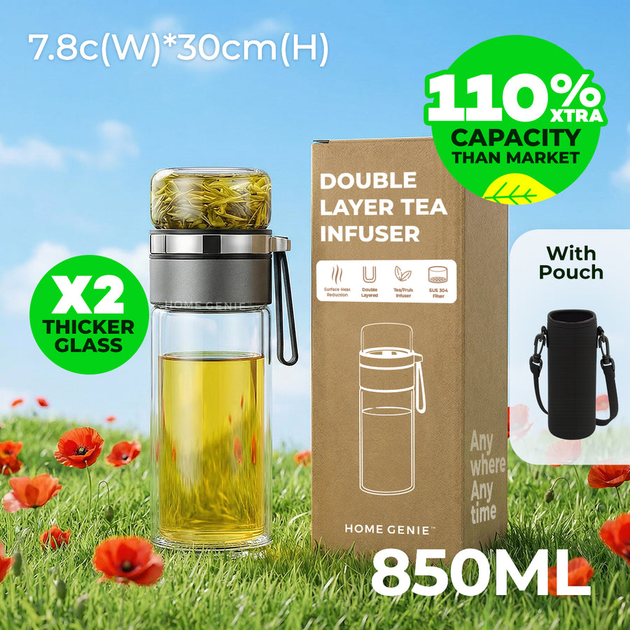 Home Genie's Instea Double Layer Tea Glass Bottle