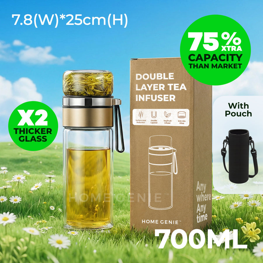 Home Genie's Instea Double Layer Tea Glass Bottle