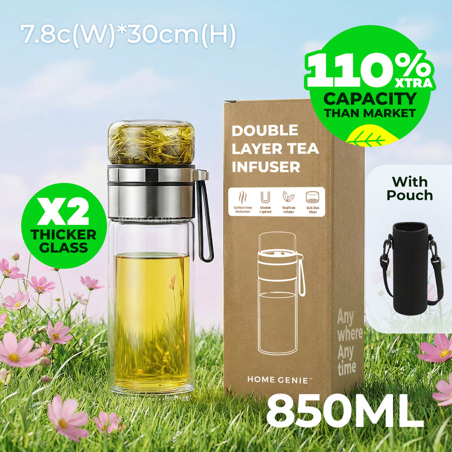 Home Genie's Instea Double Layer Tea Glass Bottle