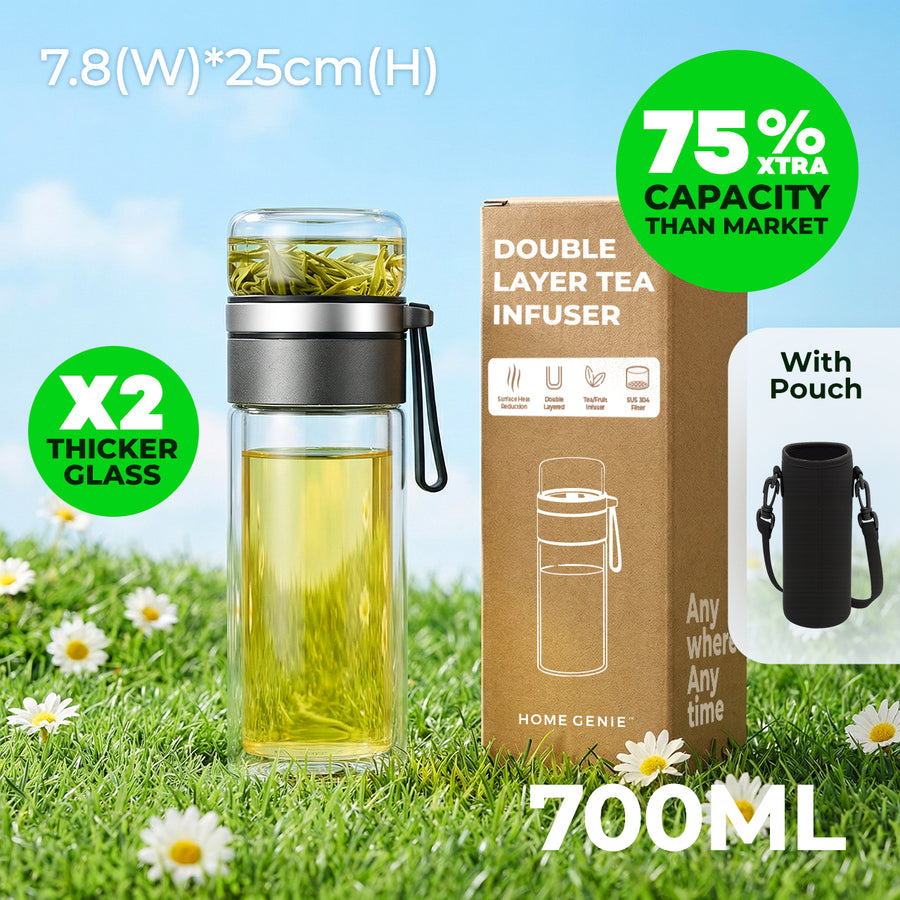Home Genie's Instea Double Layer Tea Glass Bottle