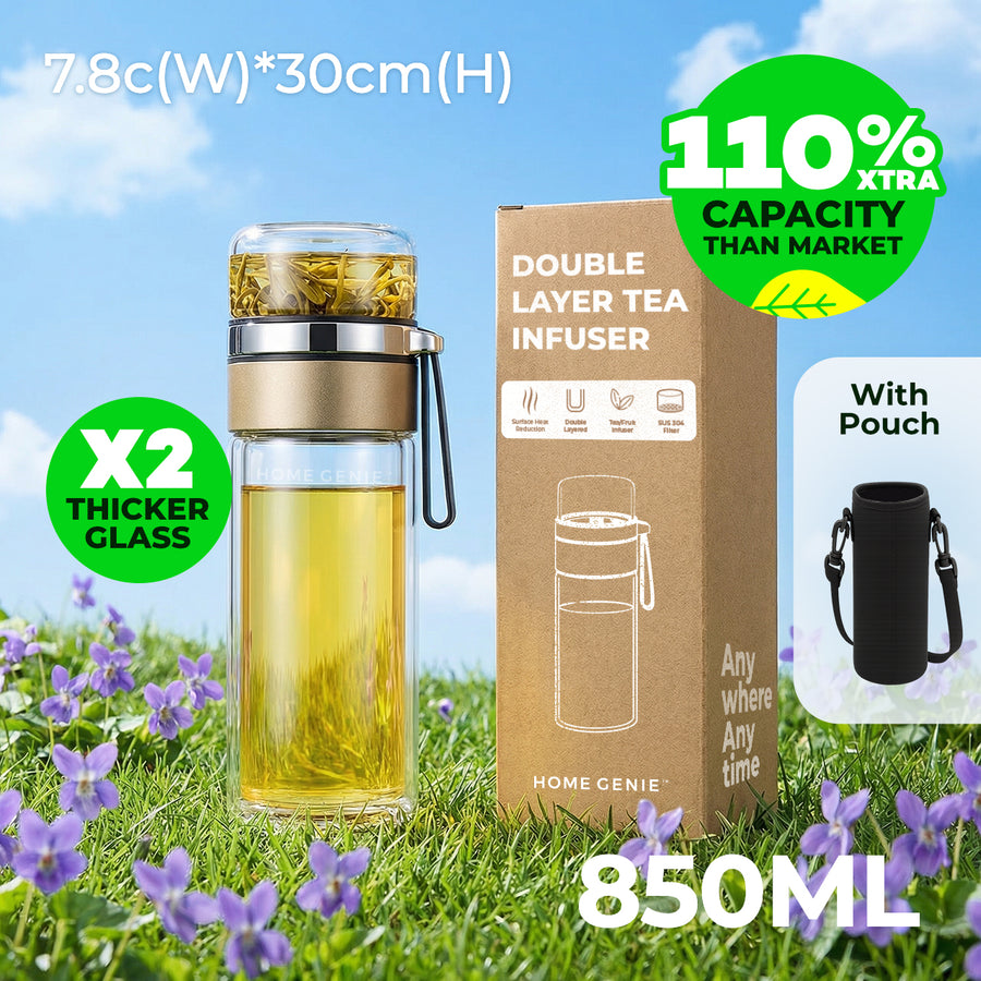 Home Genie's Instea Double Layer Tea Glass Bottle