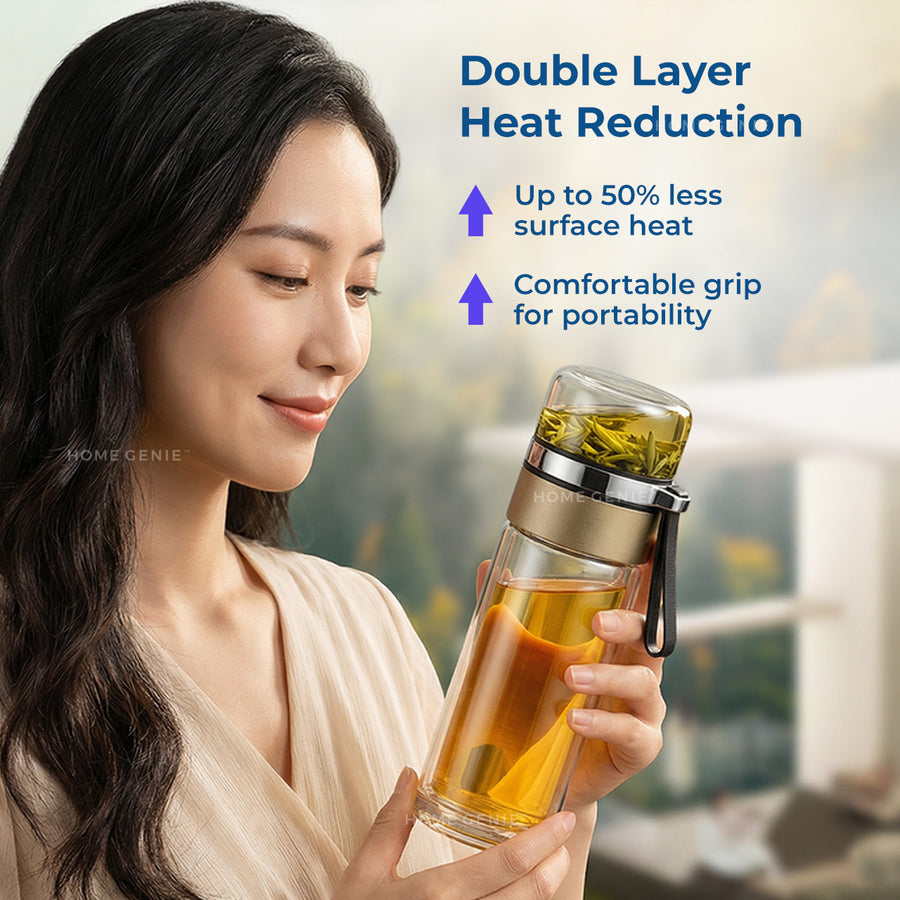 Home Genie's Instea Double Layer Tea Glass Bottle