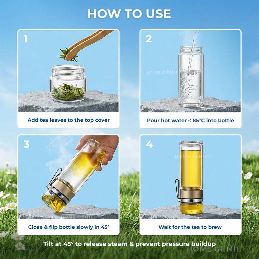 Home Genie's Instea Double Layer Tea Glass Bottle