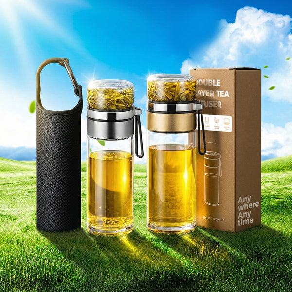 Home Genie's Instea Double Layer Tea Glass Bottle