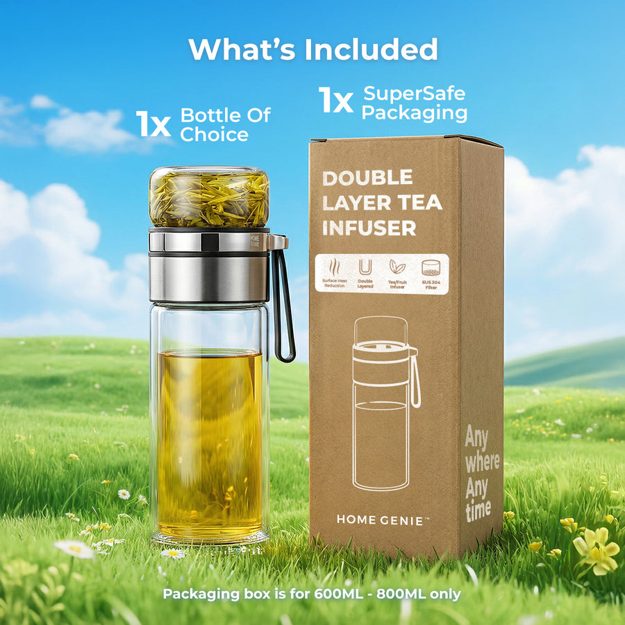 Home Genie's Instea Double Layer Tea Glass Bottle